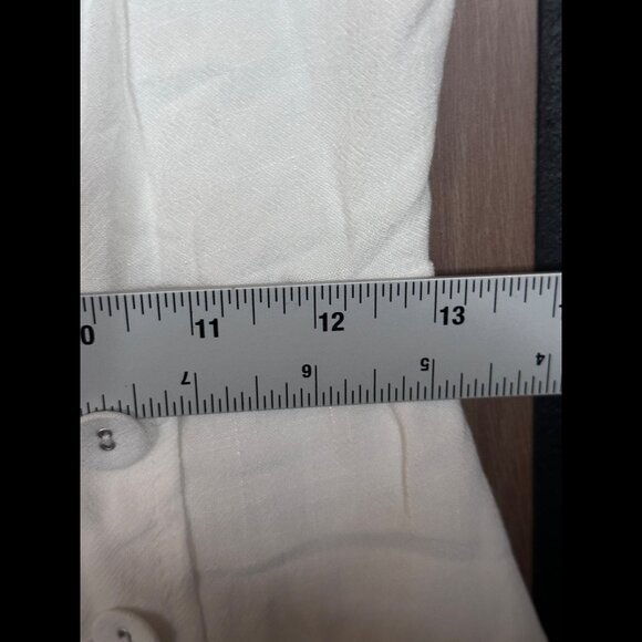 New Honey Belle Dress Medium White A Line V Neck Exposed Button Linen Flax - Picture 4 of 7